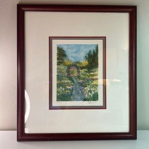 Garden Path Watercolor Serigraph Signed Limited Edition Framed Artwork